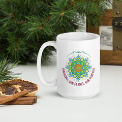 Floral Serenade Mandala White Glossy Mug - Beyond T-shirts