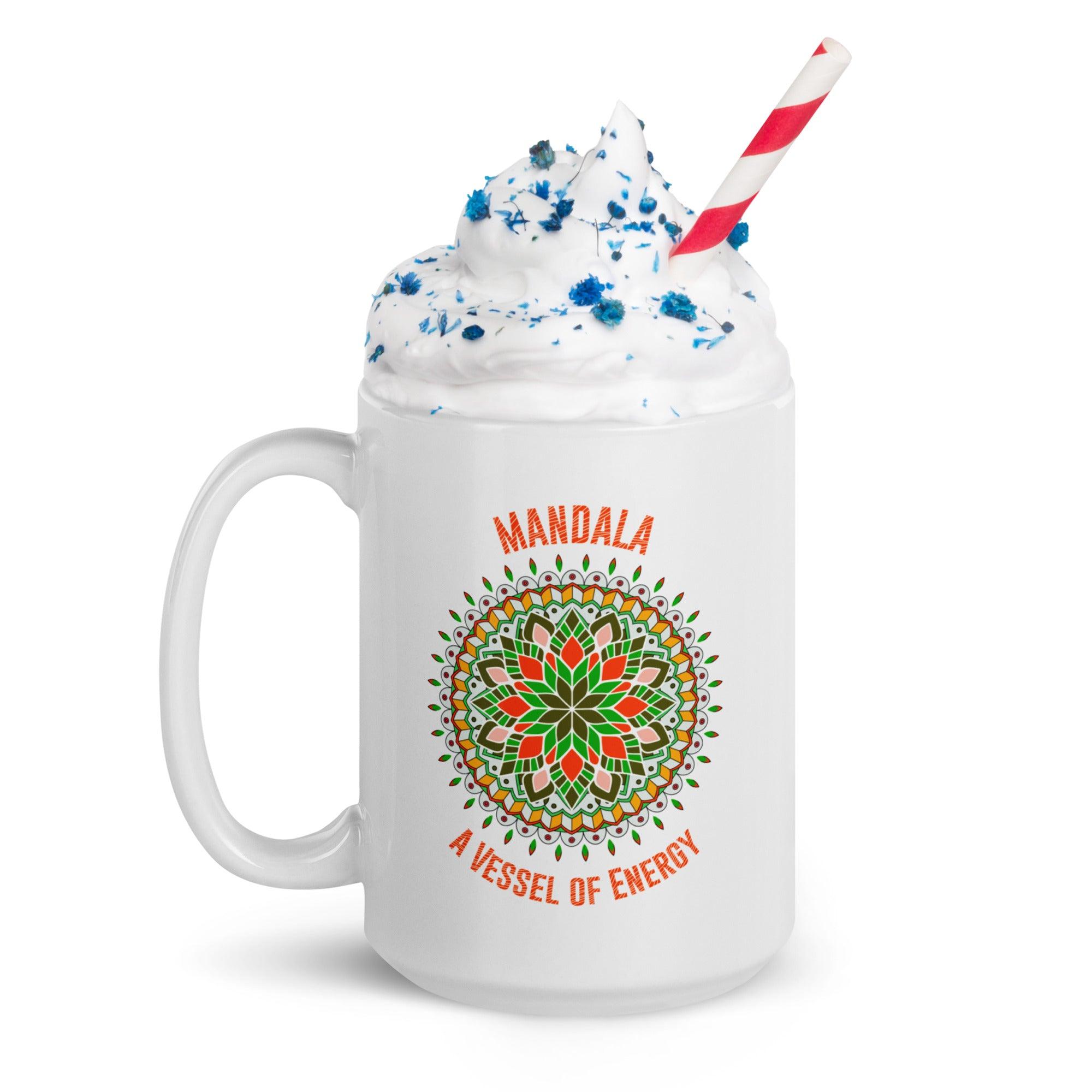 Celestial Sip Mandala White Glossy Mug - Beyond T-shirts