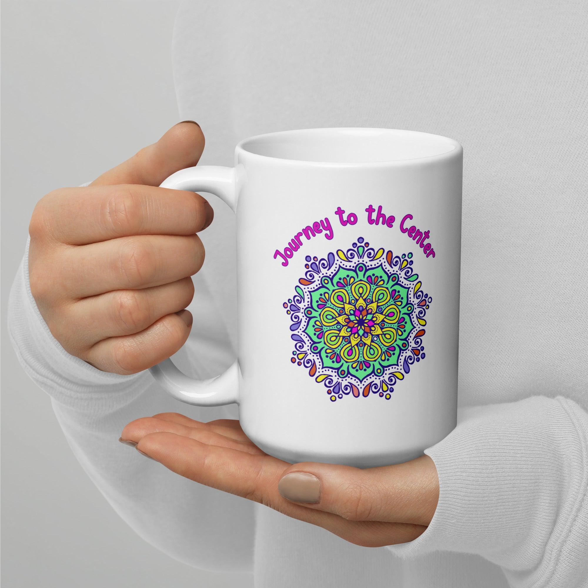 Cosmic Wonder Mandala White Glossy Mug - Beyond T-shirts