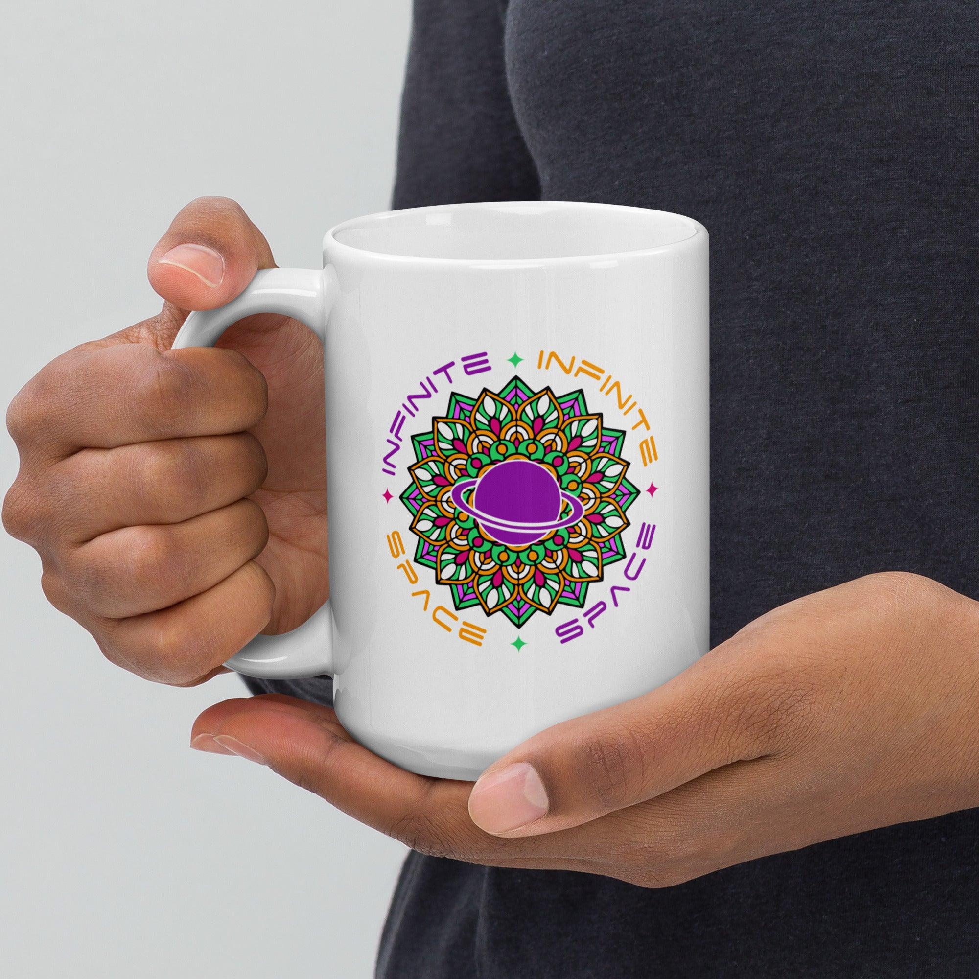 Serenity In A Sip Mandala White Glossy Mug - Beyond T-shirts