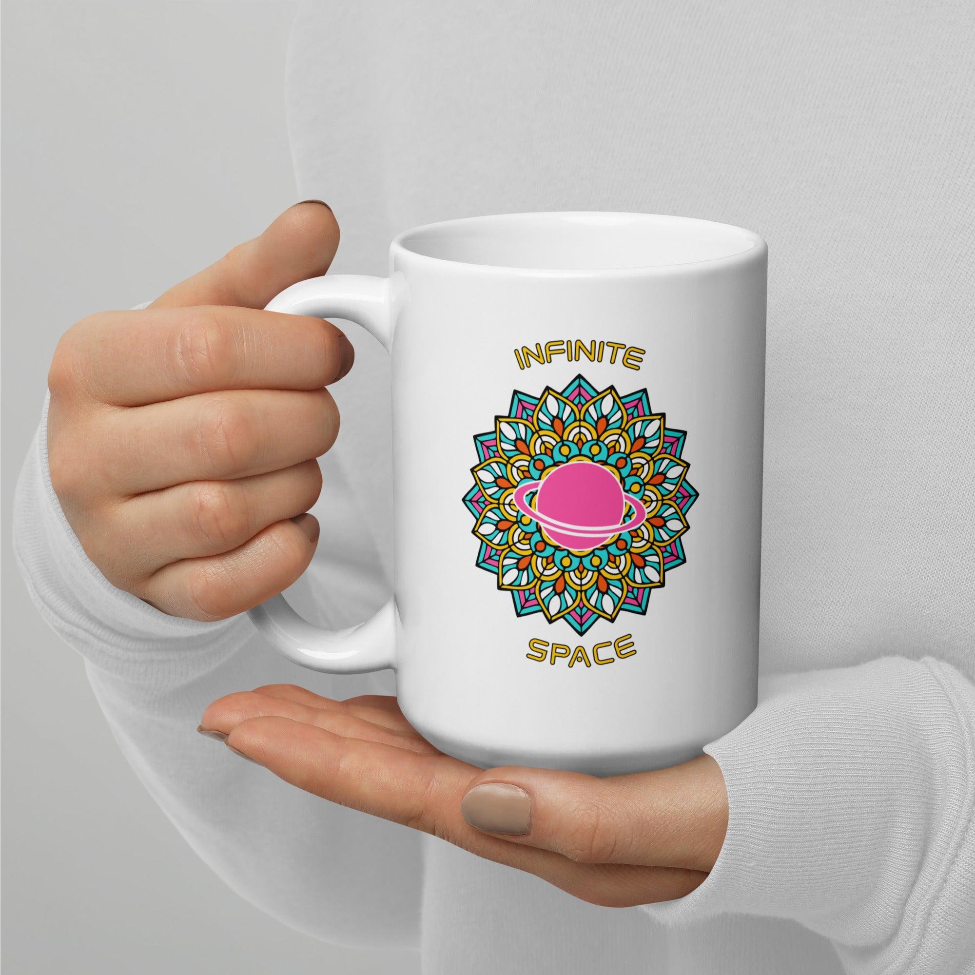 Peacock Elegance - Mandala White Glossy Mug - Beyond T-shirts