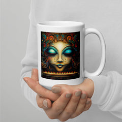 Vintage Visions White Glossy Mug Front View.