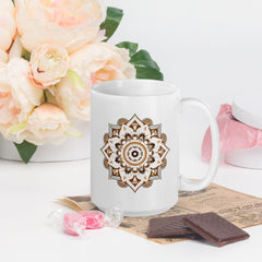 Mandala Radiance On White Mug - Beyond T-shirts