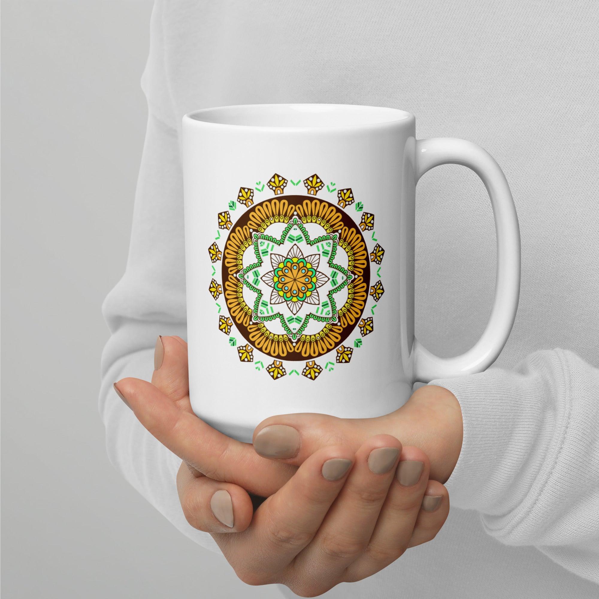 White Glossy Mandala Magic Mug - Beyond T-shirts