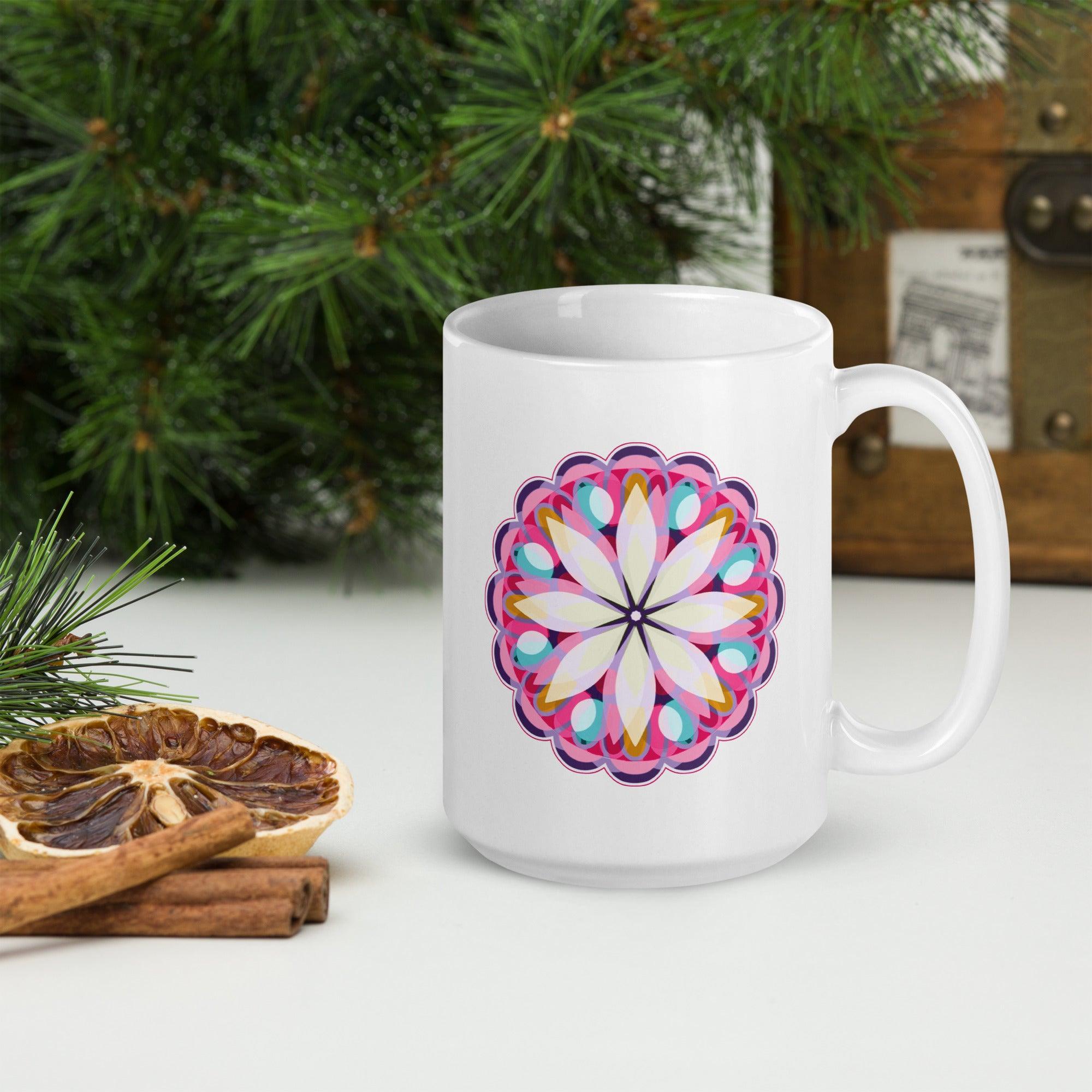 Golden Mandala Reflections White Mug - Beyond T-shirts