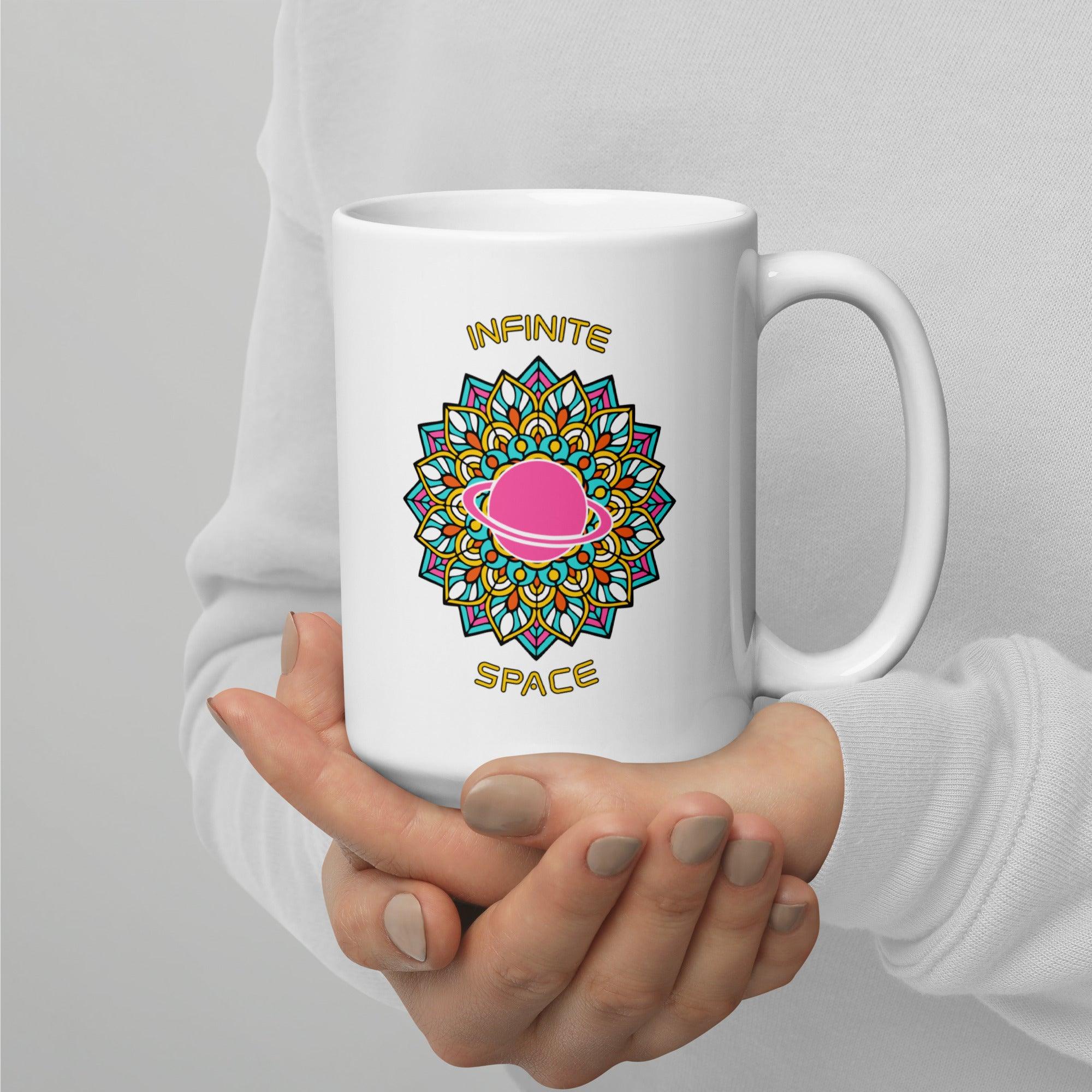 Peacock Elegance - Mandala White Glossy Mug - Beyond T-shirts