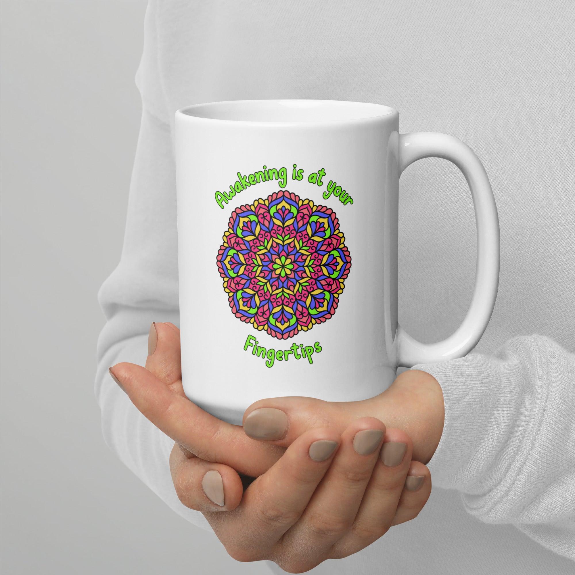 Resilience In Every Sip Mandala White Glossy Mug - Beyond T-shirts