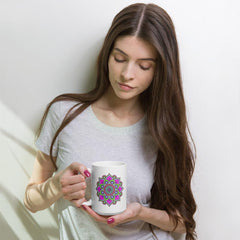 Celestial White Glossy Mandala Mug - Beyond T-shirts