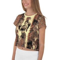 Stylish all-over print crop tee with Winning is a Mindset design