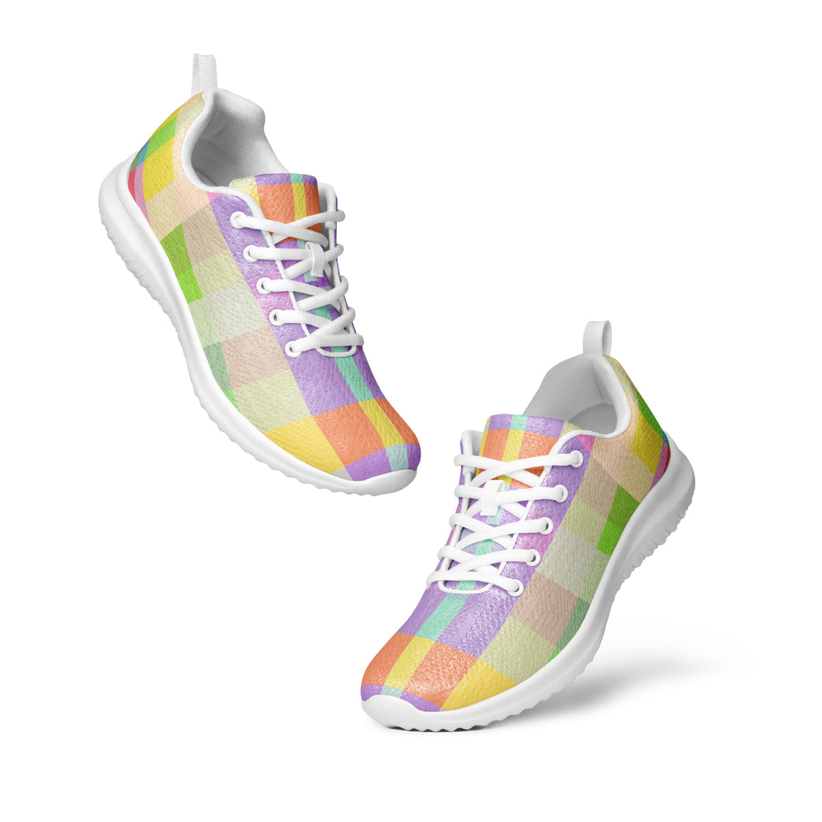 Brighten your run with Rainbow Rush Women's Athletic Shoes, featuring a vibrant rainbow design for standout style.