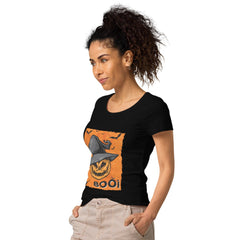 Stylish Organic Moonlight Tee for a chic Halloween look, blending eco-conscious fashion with festivity.