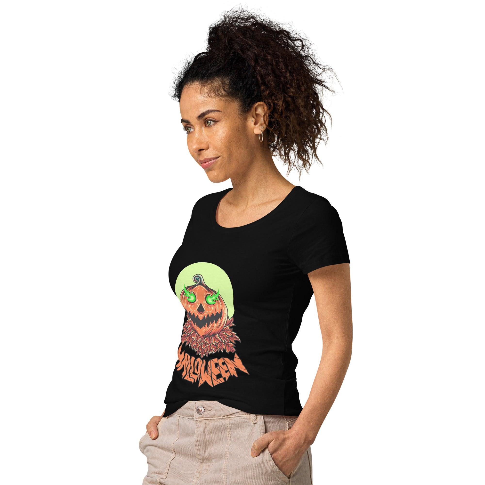 Organic Women's Halloween Tee featuring moon phases, perfect for magical seasonal style.