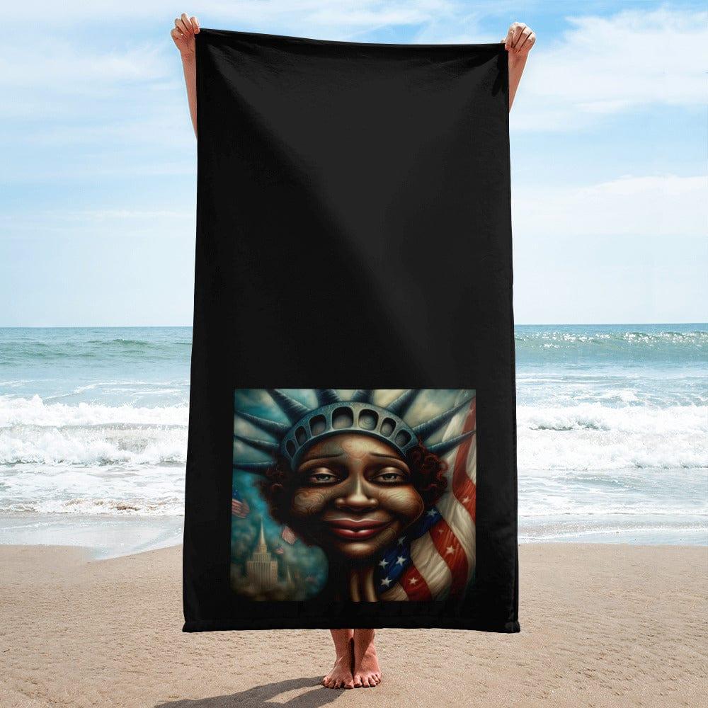 Yankee Doodle Dandy Towel displayed on sunny beach setting