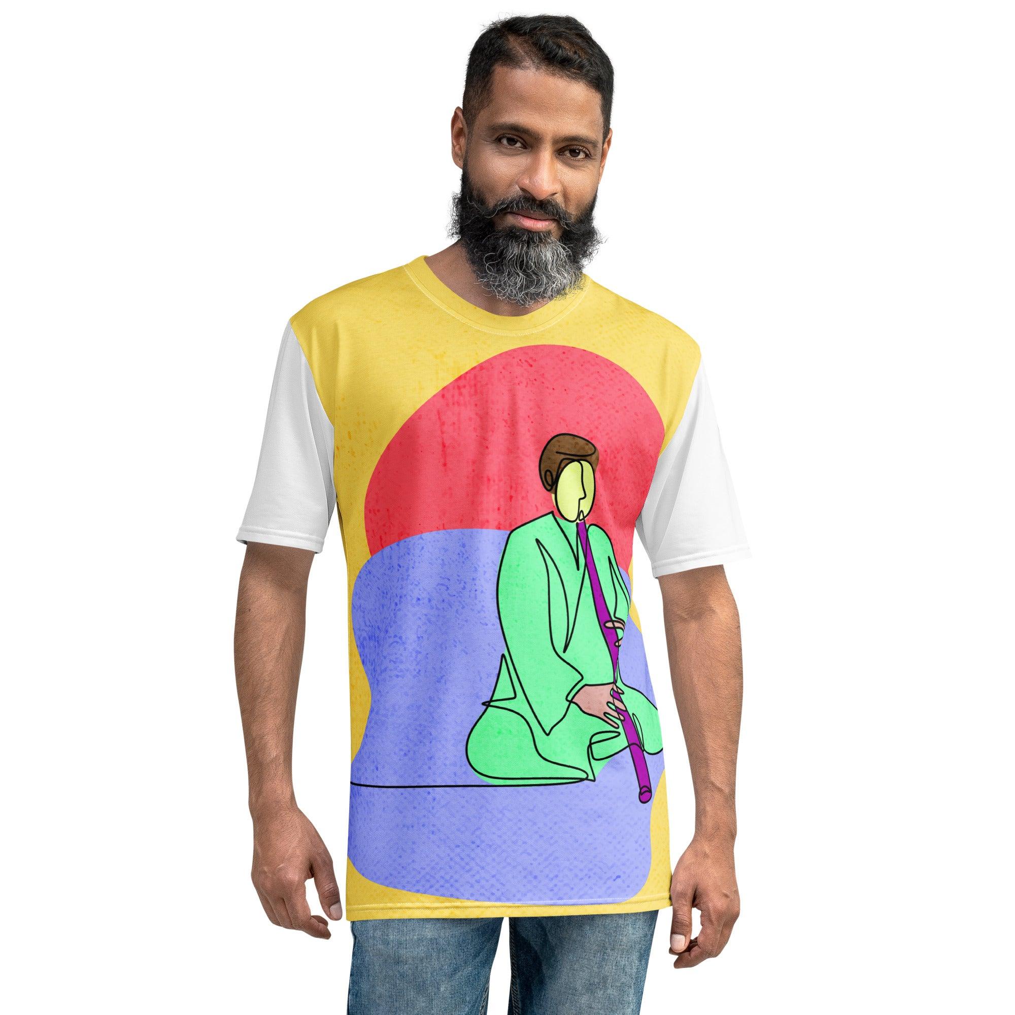A Man Playing a Pipe Men's T-Shirt - Front View