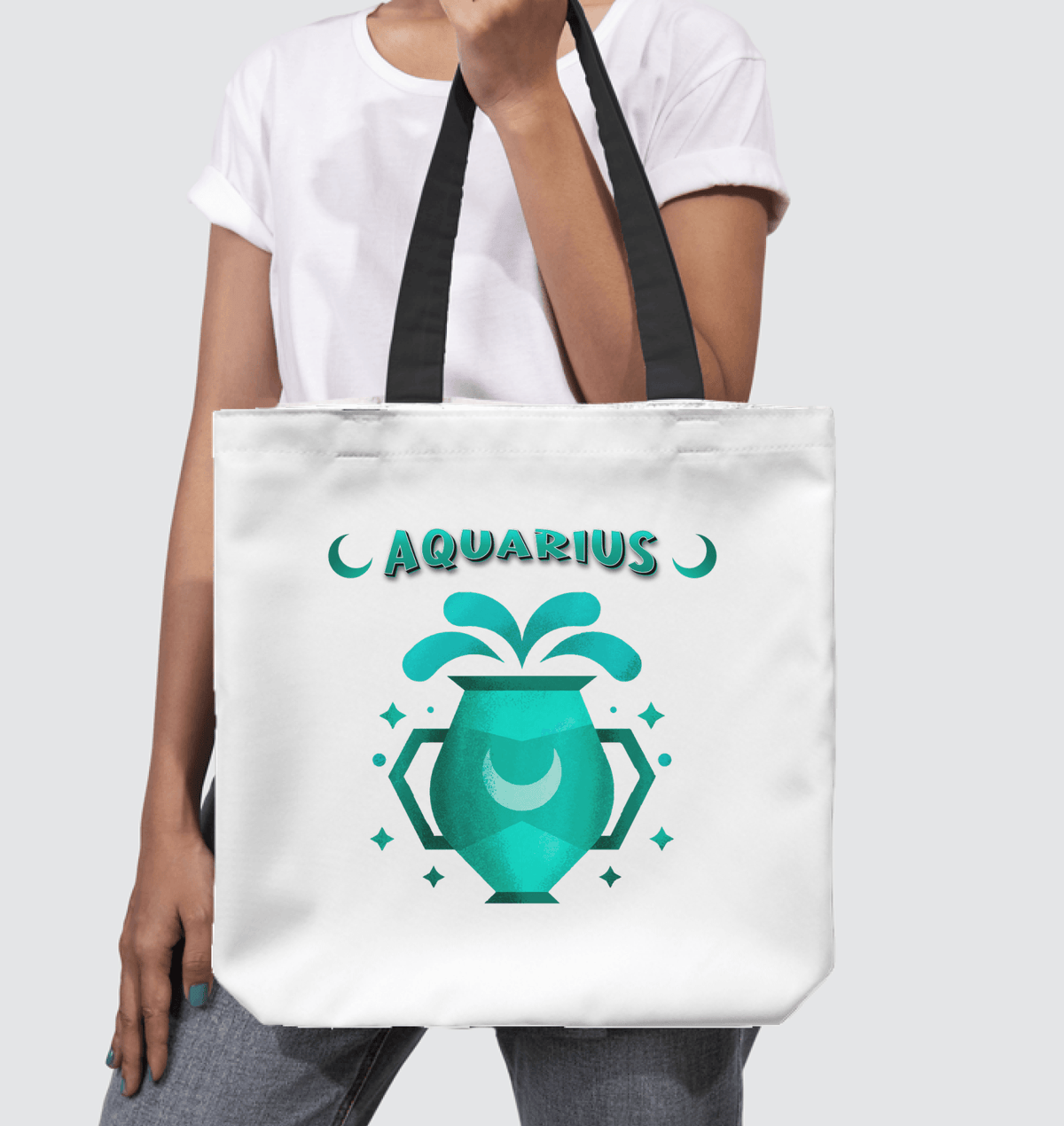 Aquarius Basketweave Tote Bag | Zodiac Series 2 - Beyond T-shirts