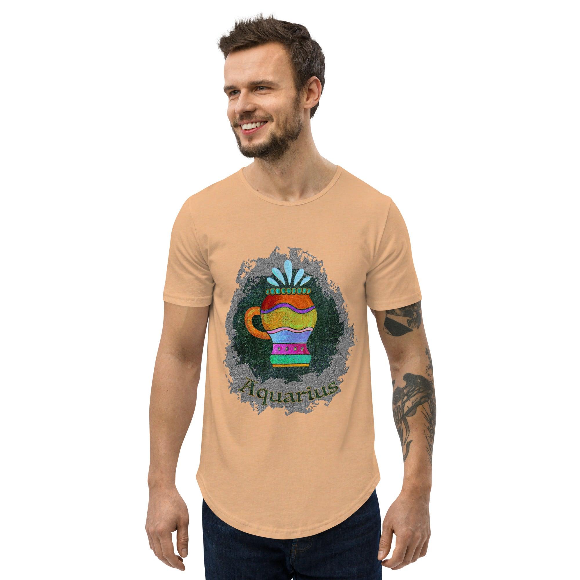Aquarius Men's Curved Hem T-Shirt | Zodiac Series 11 - Beyond T-shirts