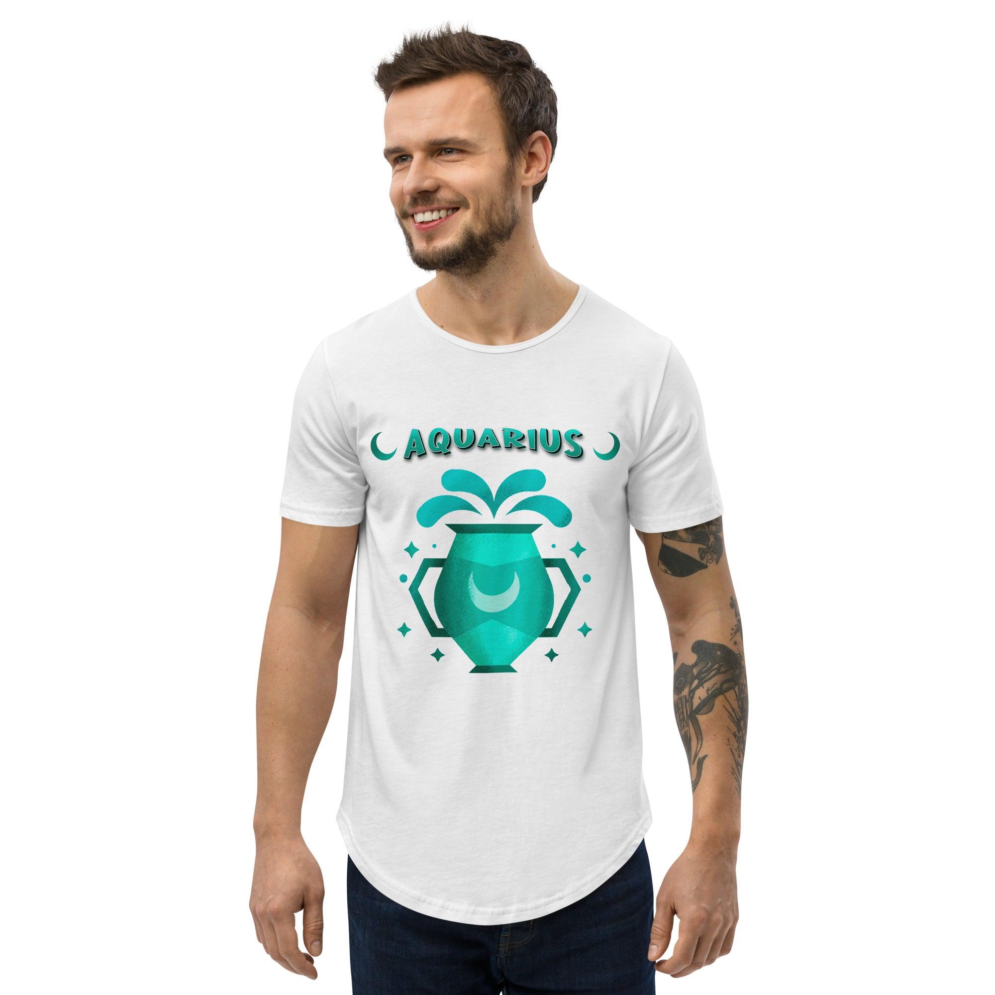 Aquarius Men's Curved Hem T-Shirt | Zodiac Series 2 - Beyond T-shirts