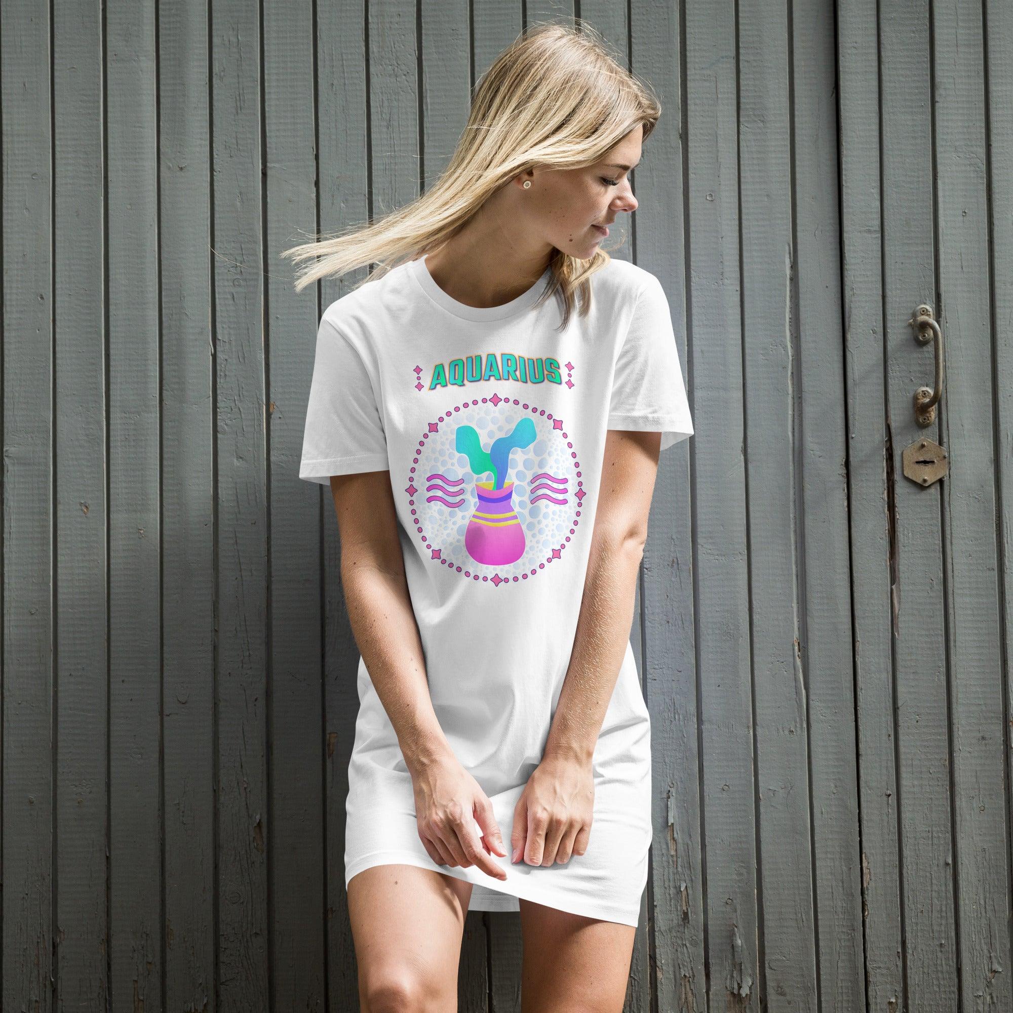 Aquarius Organic Cotton T-Shirt Dress | Zodiac Series 1 - Beyond T-shirts
