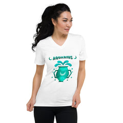 Aquarius Unisex Short Sleeve V-Neck T-Shirt | Zodiac Series 2 - Beyond T-shirts