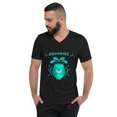 Aquarius Unisex Short Sleeve V-Neck T-Shirt | Zodiac Series 2 - Beyond T-shirts