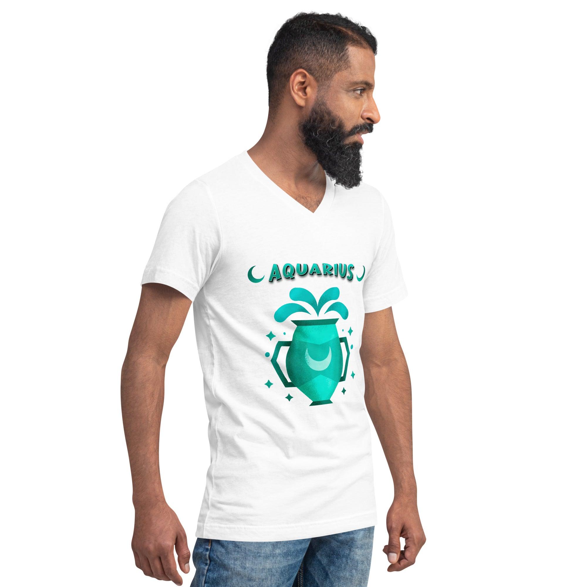 Aquarius Unisex Short Sleeve V-Neck T-Shirt | Zodiac Series 2 - Beyond T-shirts