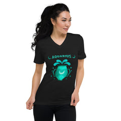 Aquarius Unisex Short Sleeve V-Neck T-Shirt | Zodiac Series 2 - Beyond T-shirts