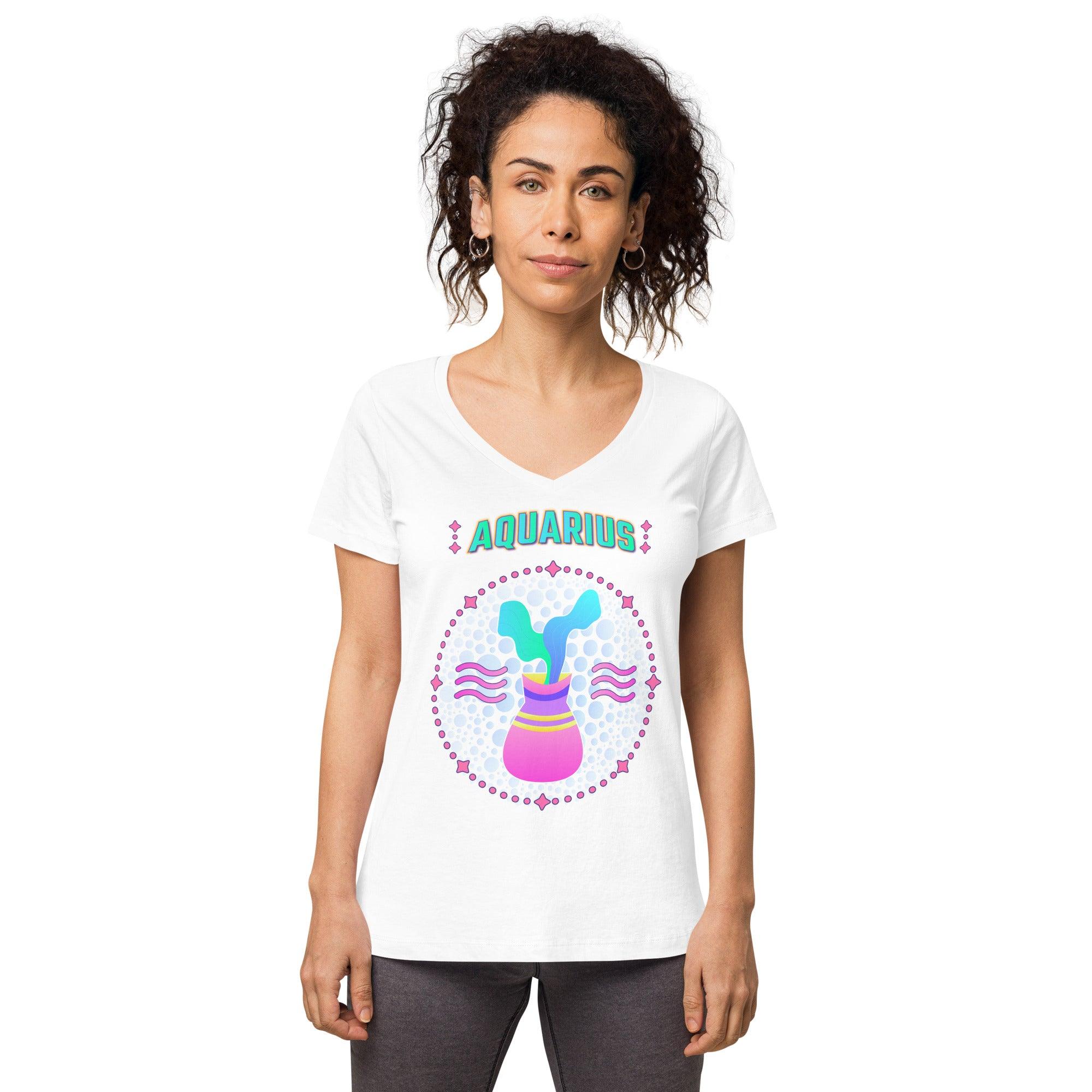 Aquarius Women’s Fitted V-Neck T-Shirt | Zodiac Series 1 - Beyond T-shirts