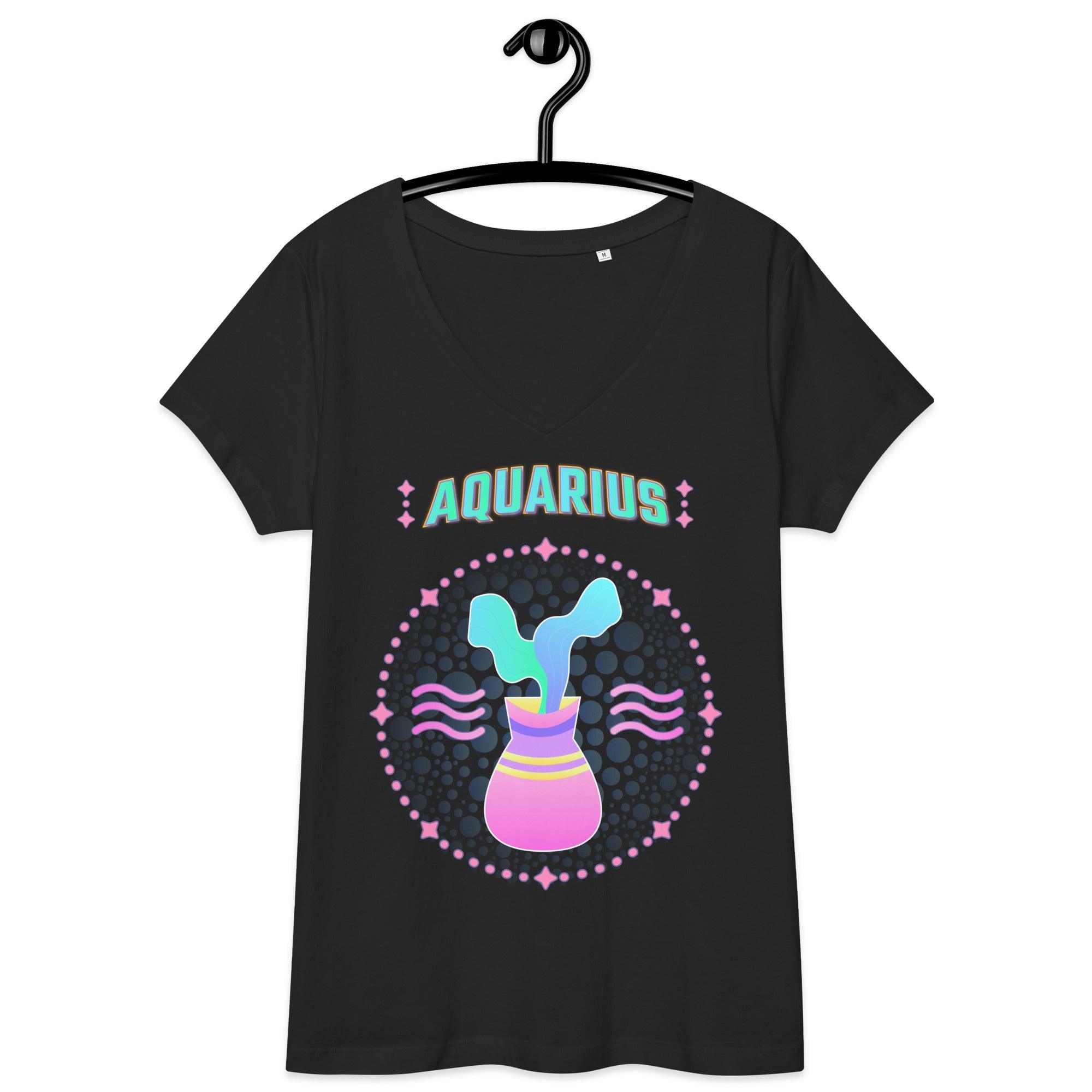 Aquarius Women’s Fitted V-Neck T-Shirt | Zodiac Series 1 - Beyond T-shirts