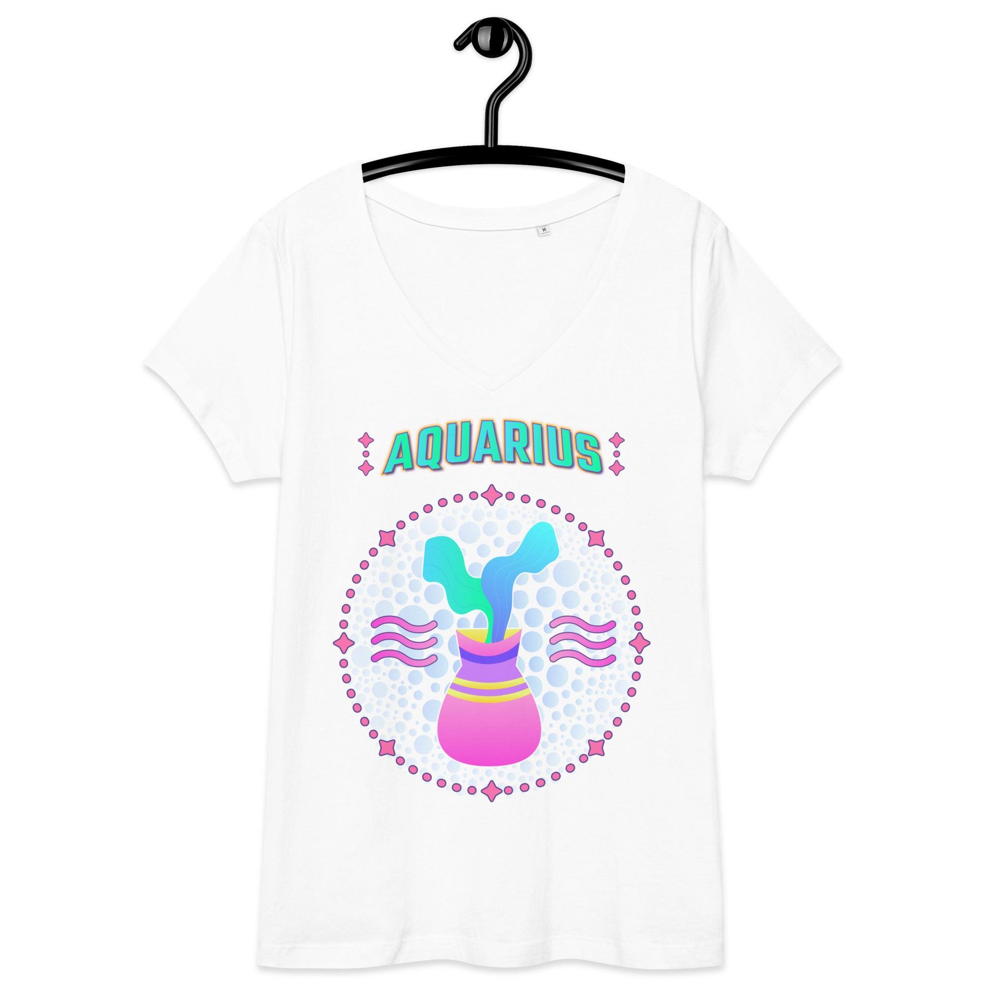 Aquarius Women’s Fitted V-Neck T-Shirt | Zodiac Series 1 - Beyond T-shirts