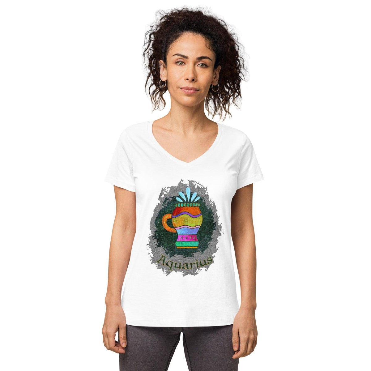 Aquarius Women’s Fitted V-neck T-shirt | Zodiac Series 11 - Beyond T-shirts