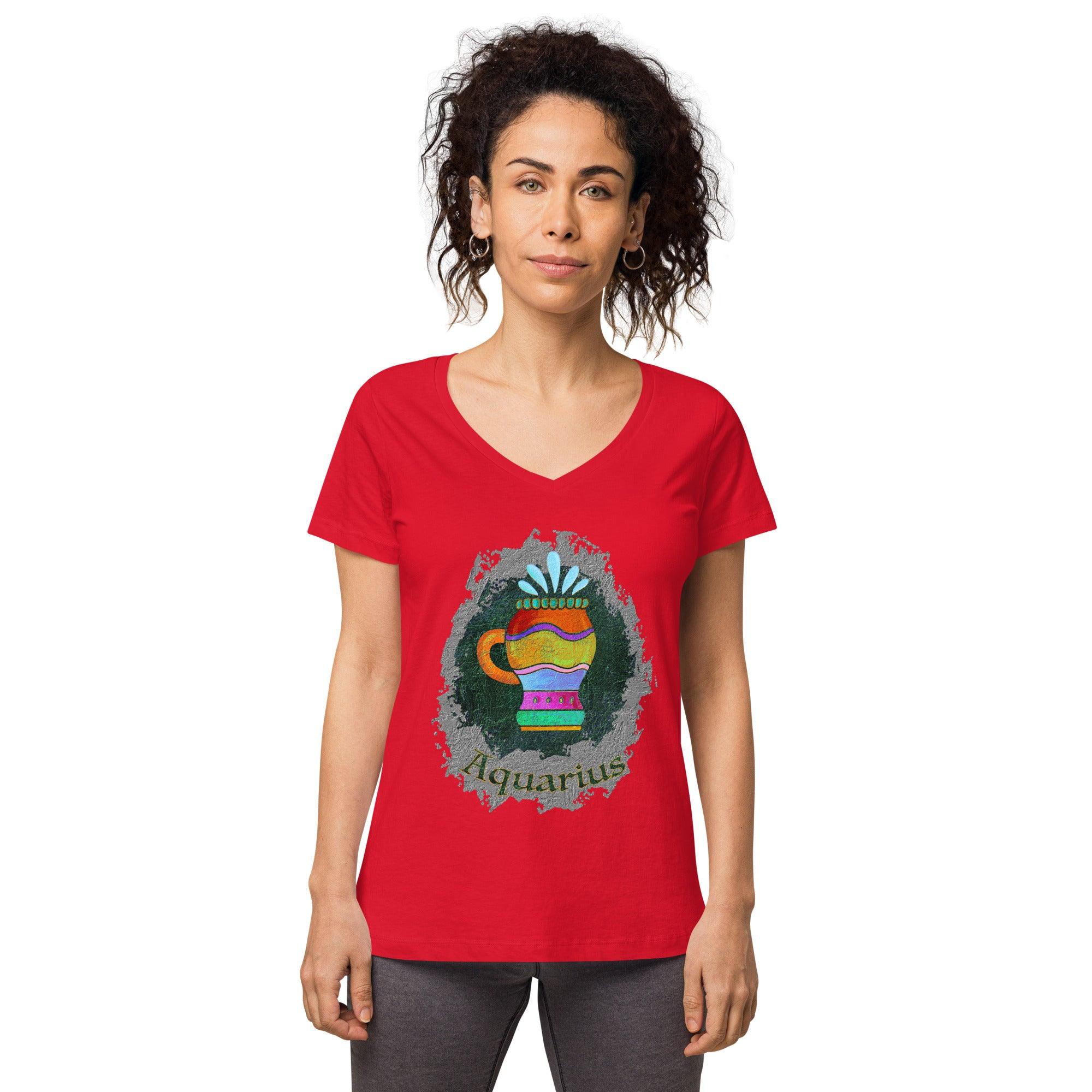 Aquarius Women’s Fitted V-neck T-shirt | Zodiac Series 11 - Beyond T-shirts