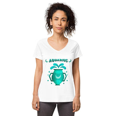 Aquarius Women’s Fitted V-neck T-shirt | Zodiac Series 2 - Beyond T-shirts