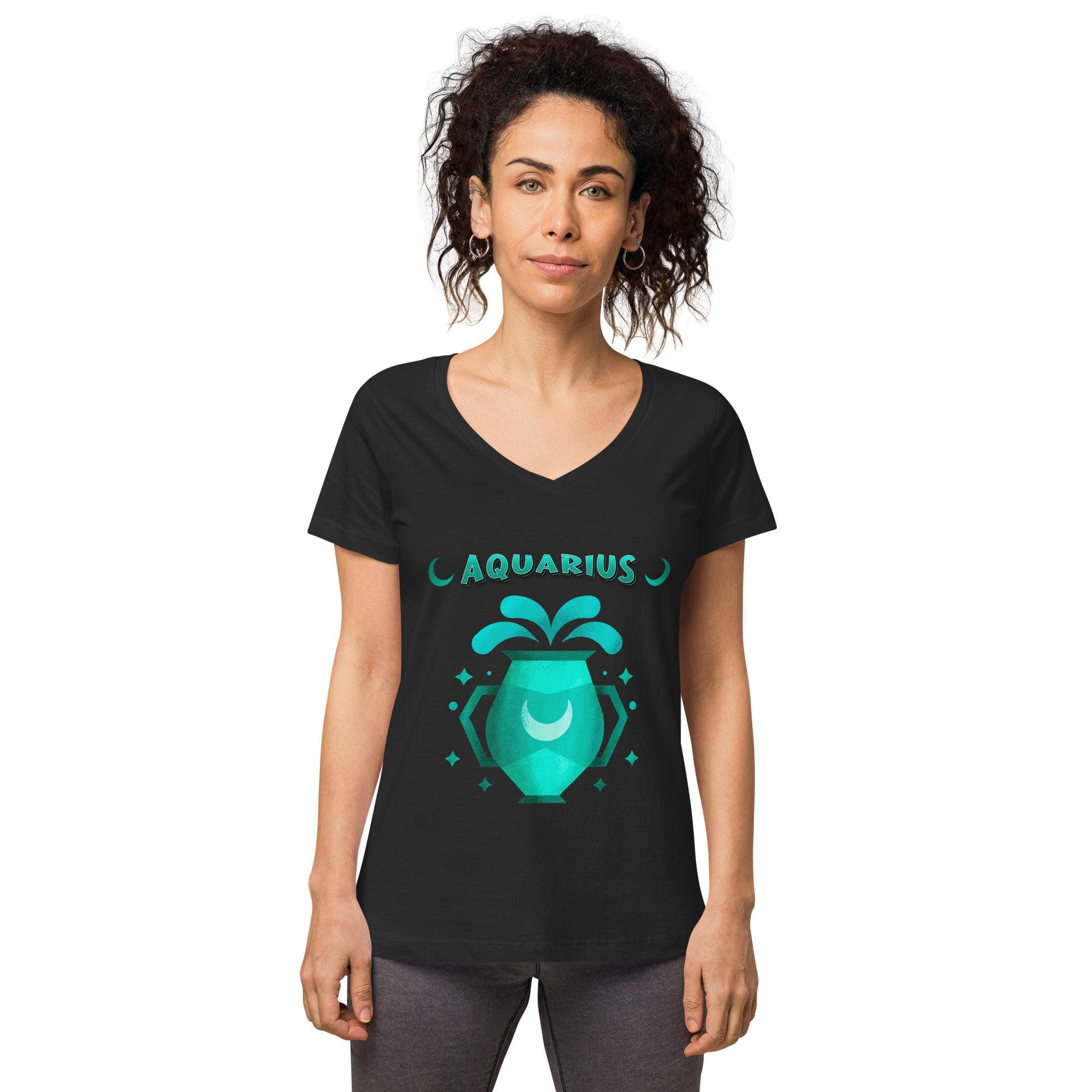 Aquarius Women’s Fitted V-neck T-shirt | Zodiac Series 2 - Beyond T-shirts