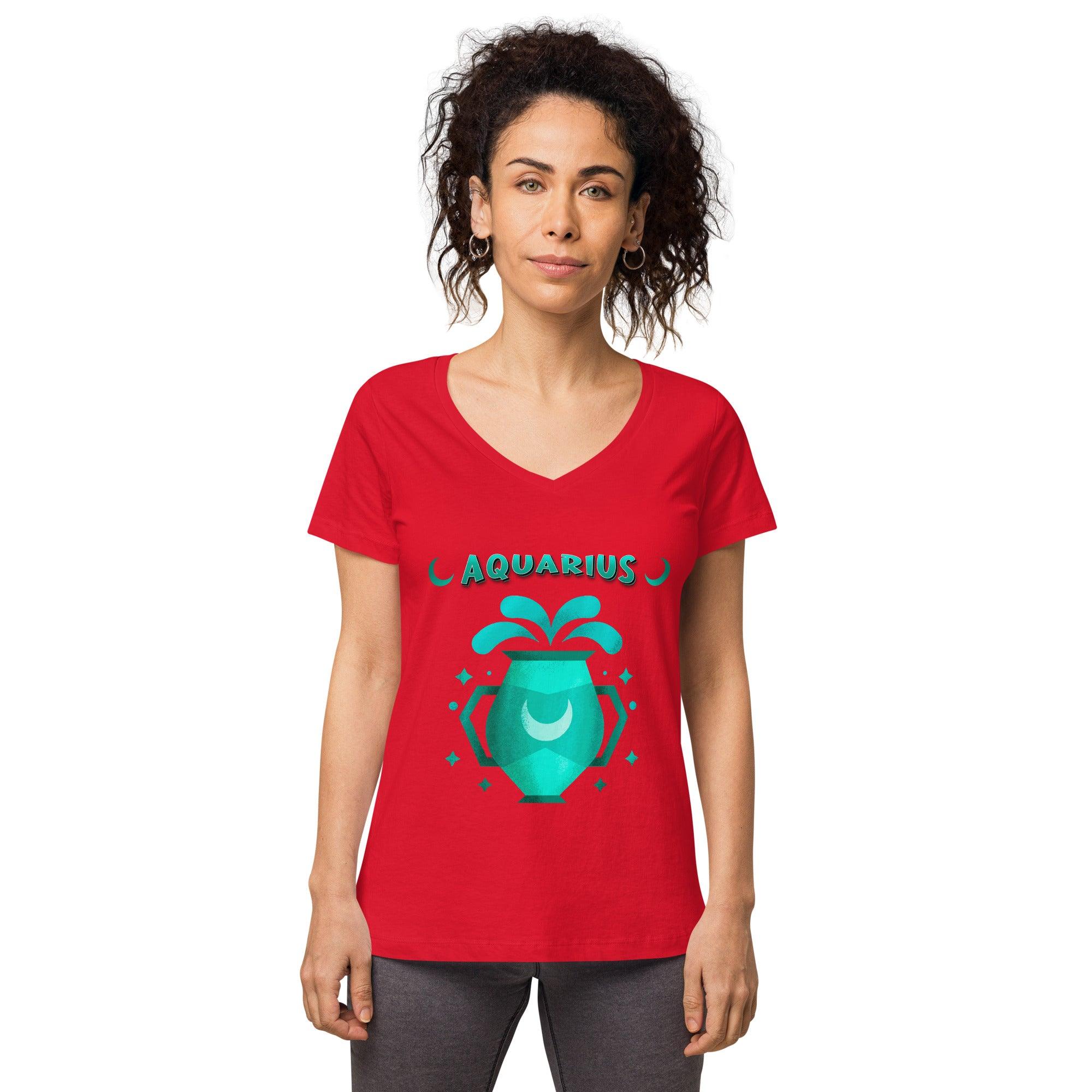 Aquarius Women’s Fitted V-neck T-shirt | Zodiac Series 2 - Beyond T-shirts