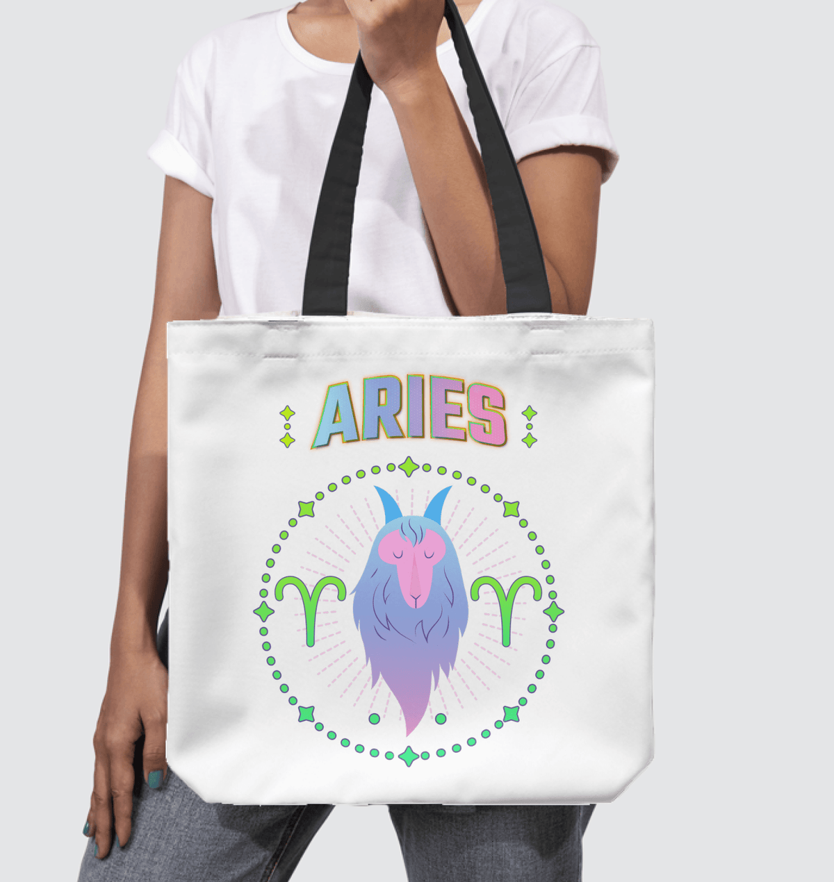 Aries Basketweave Tote Bag | Zodiac Series 1 - Beyond T-shirts