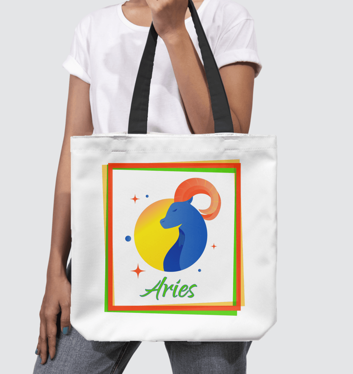 Aries Basketweave Tote Bag | Zodiac Series 3 - Beyond T-shirts