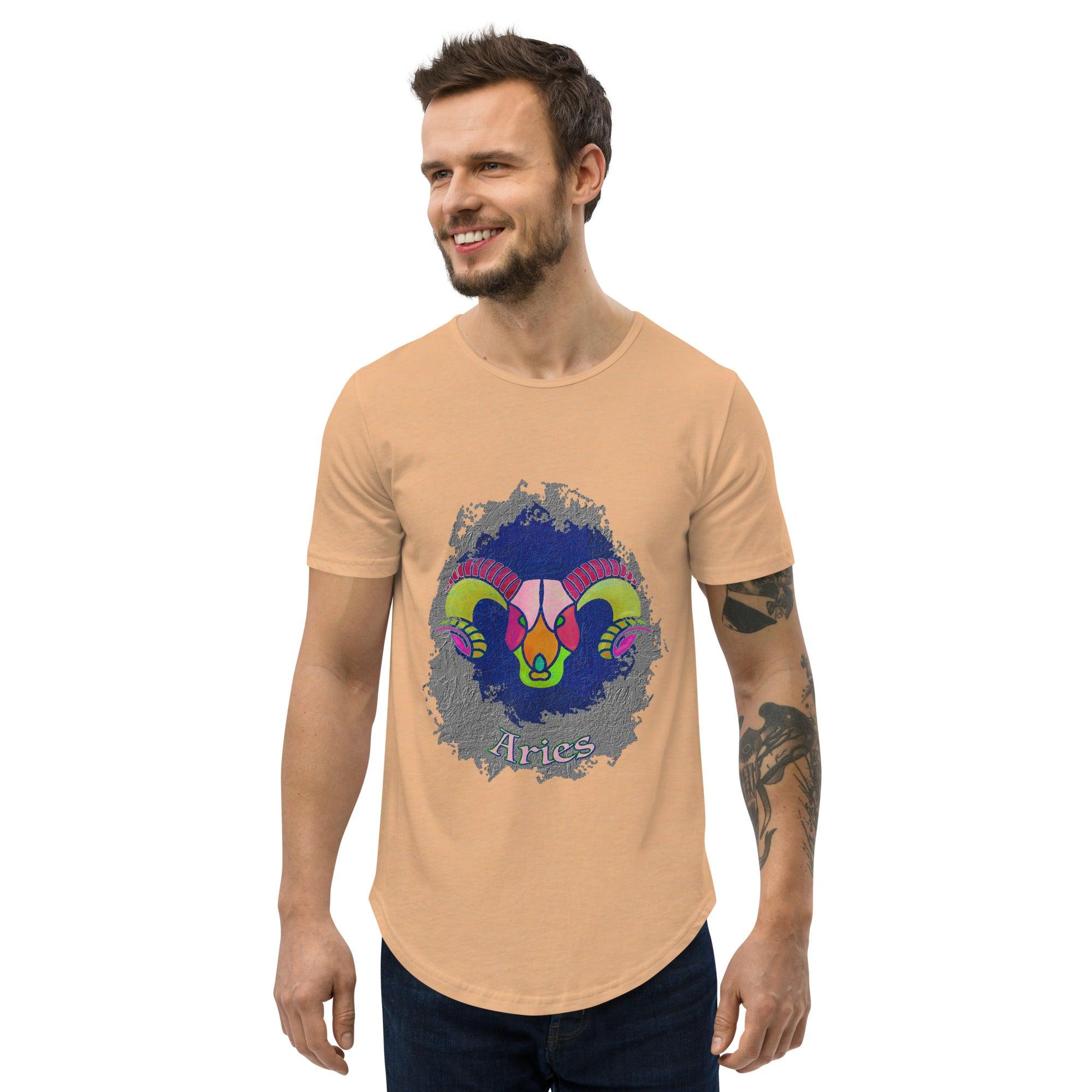 Aries Men's Curved Hem T-Shirt | Zodiac Series 11 - Beyond T-shirts