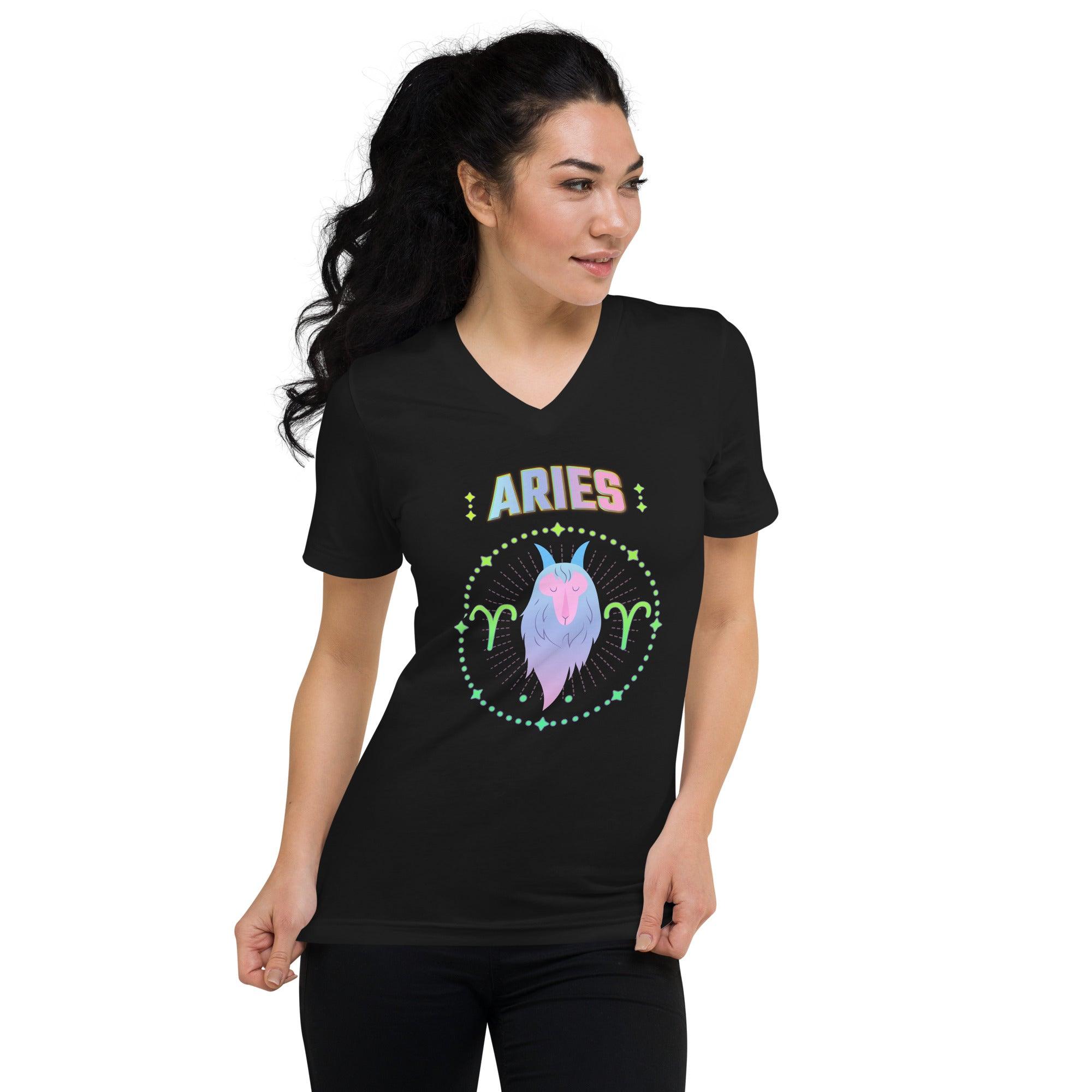 Aries Unisex Short Sleeve V-Neck T-Shirt | Zodiac Series 1 - Beyond T-shirts