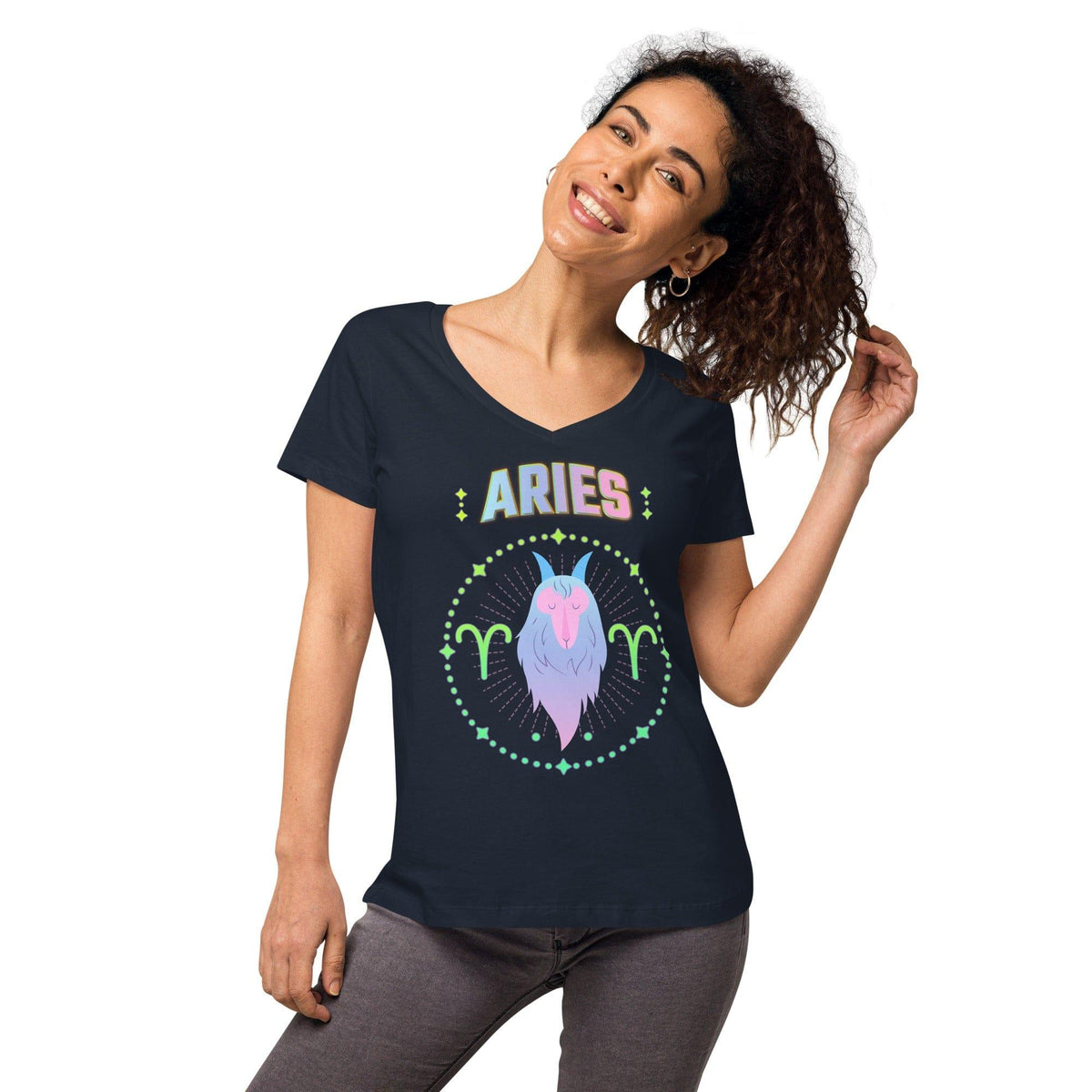 Aries Women’s Fitted V-neck T-Shirt | Zodiac Series 1 - Beyond T-shirts