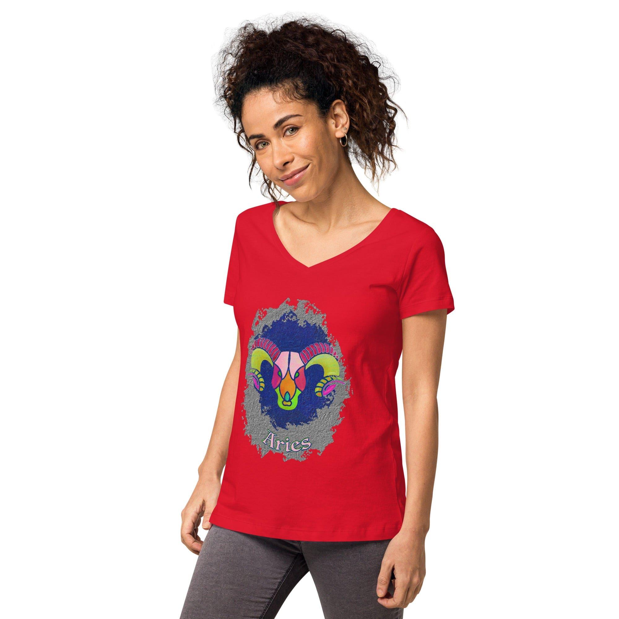 Aries Women’s Fitted V-neck T-shirt | Zodiac Series 11 - Beyond T-shirts