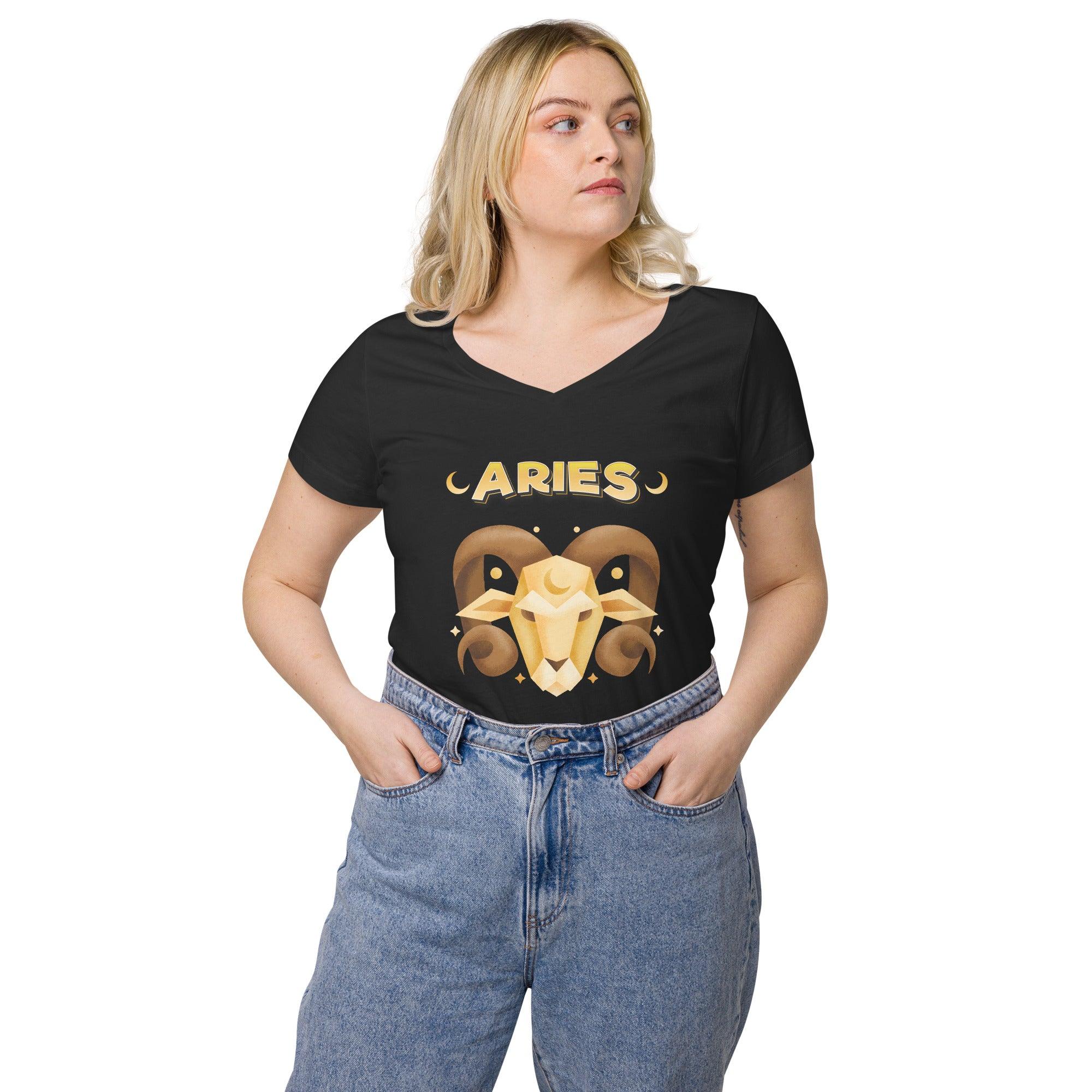 Aries Women’s Fitted V-neck T-shirt | Zodiac Series 2 - Beyond T-shirts