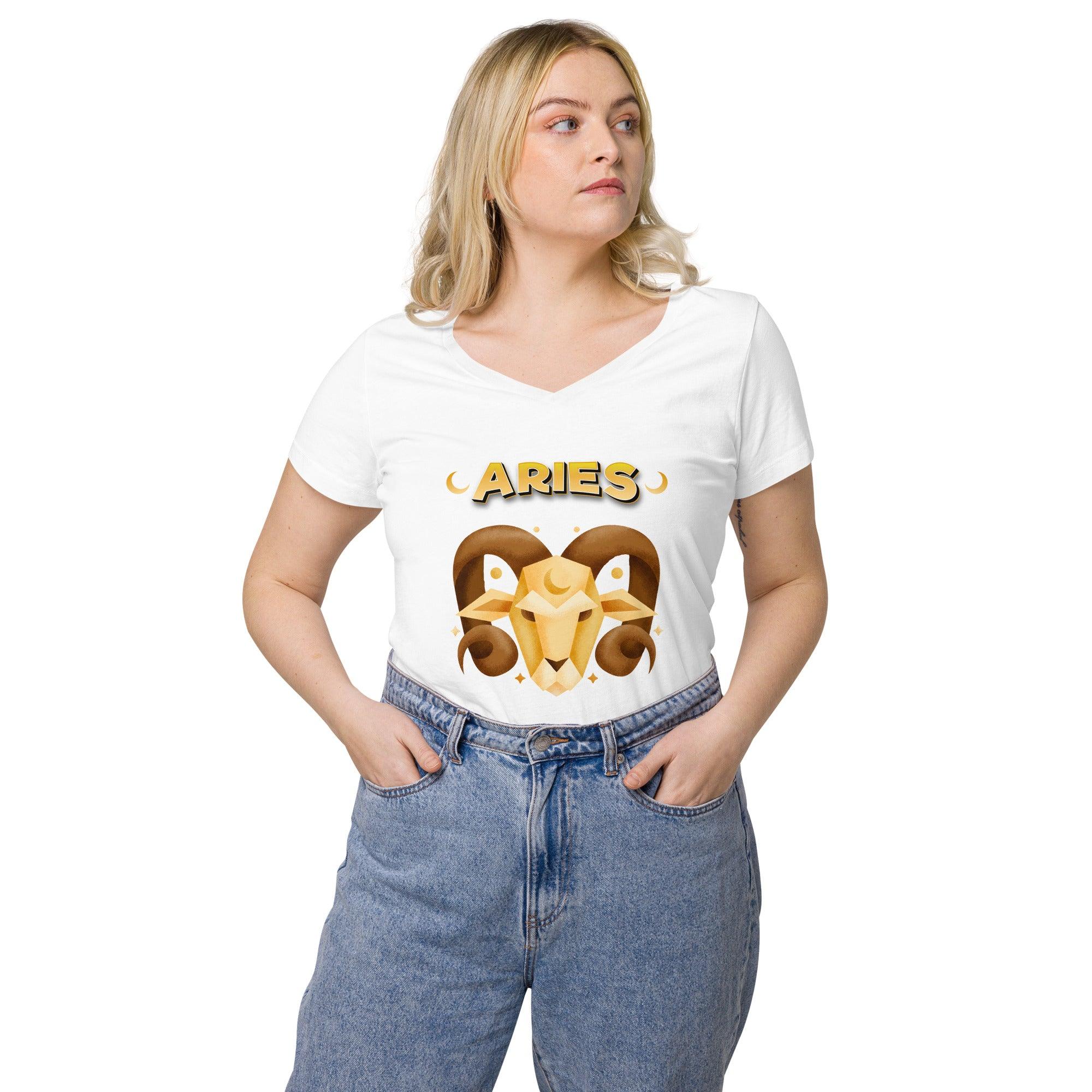 Aries Women’s Fitted V-neck T-shirt | Zodiac Series 2 - Beyond T-shirts