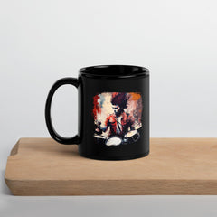 Bashing The Cymbals Fiercely Black Glossy Mug - Beyond T-shirts