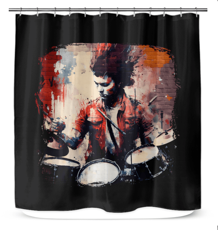 Bashing The Cymbals Fiercely Shower Curtain - Beyond T-shirts