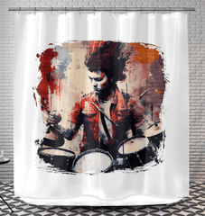 Bashing The Cymbals Fiercely Shower Curtain - Beyond T-shirts