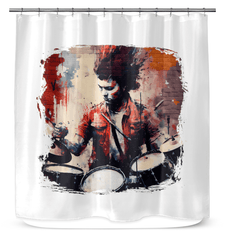 Bashing The Cymbals Fiercely Shower Curtain - Beyond T-shirts