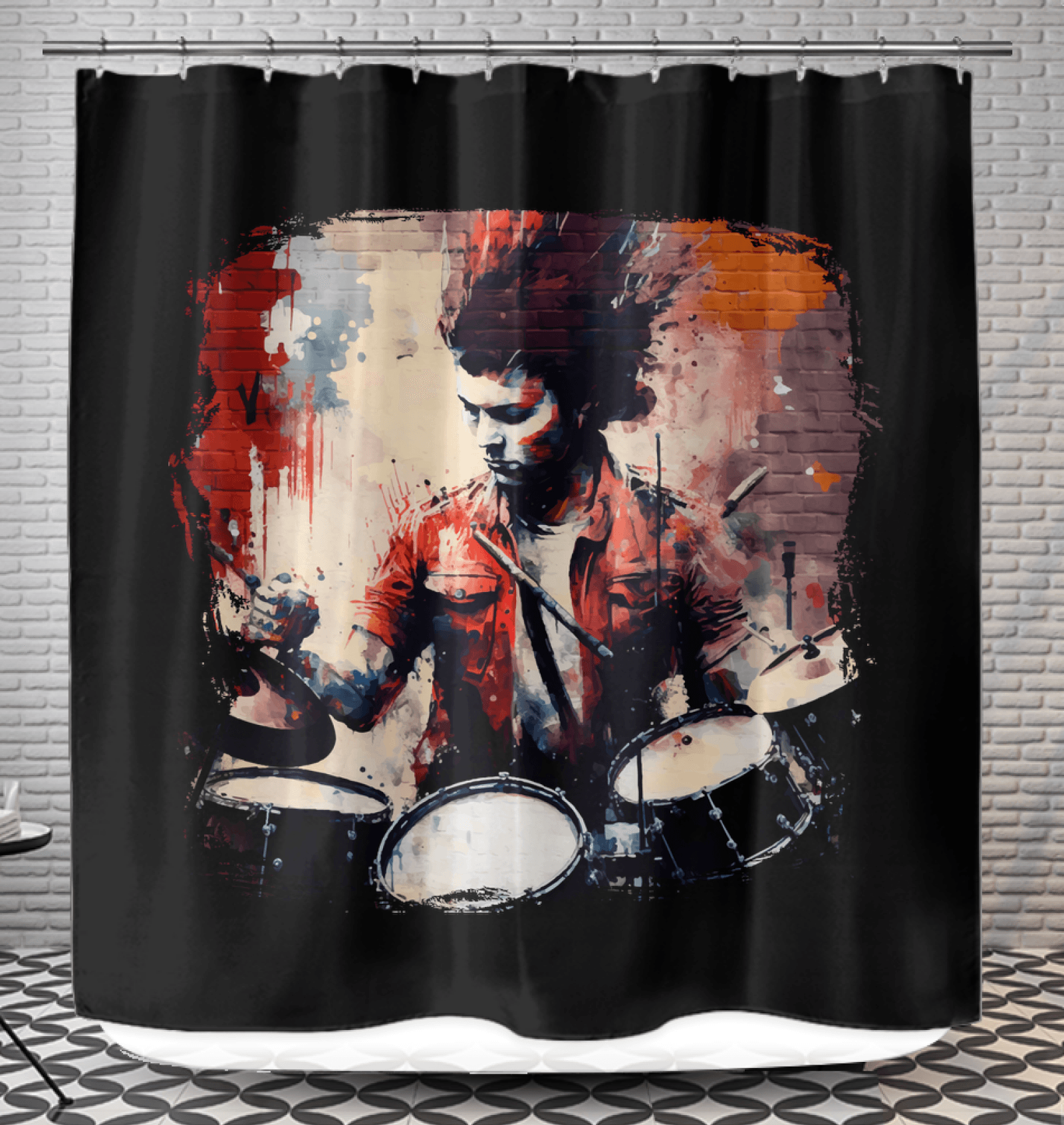 Bashing The Cymbals Fiercely Shower Curtain - Beyond T-shirts