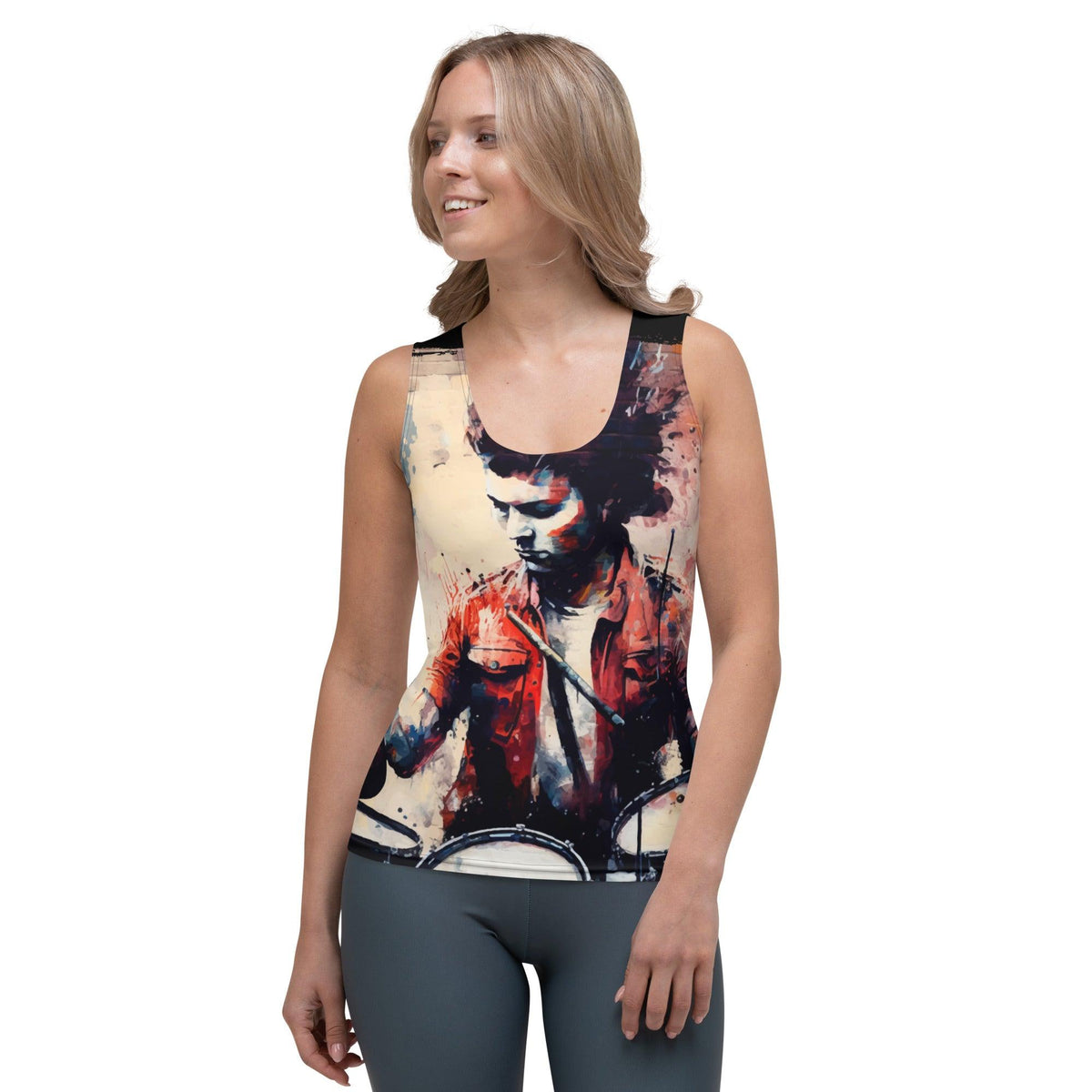 Bashing The Cymbals Fiercely Sublimation Cut & Sew Tank Top - Beyond T-shirts