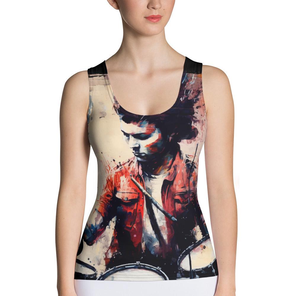 Bashing The Cymbals Fiercely Sublimation Cut & Sew Tank Top - Beyond T-shirts