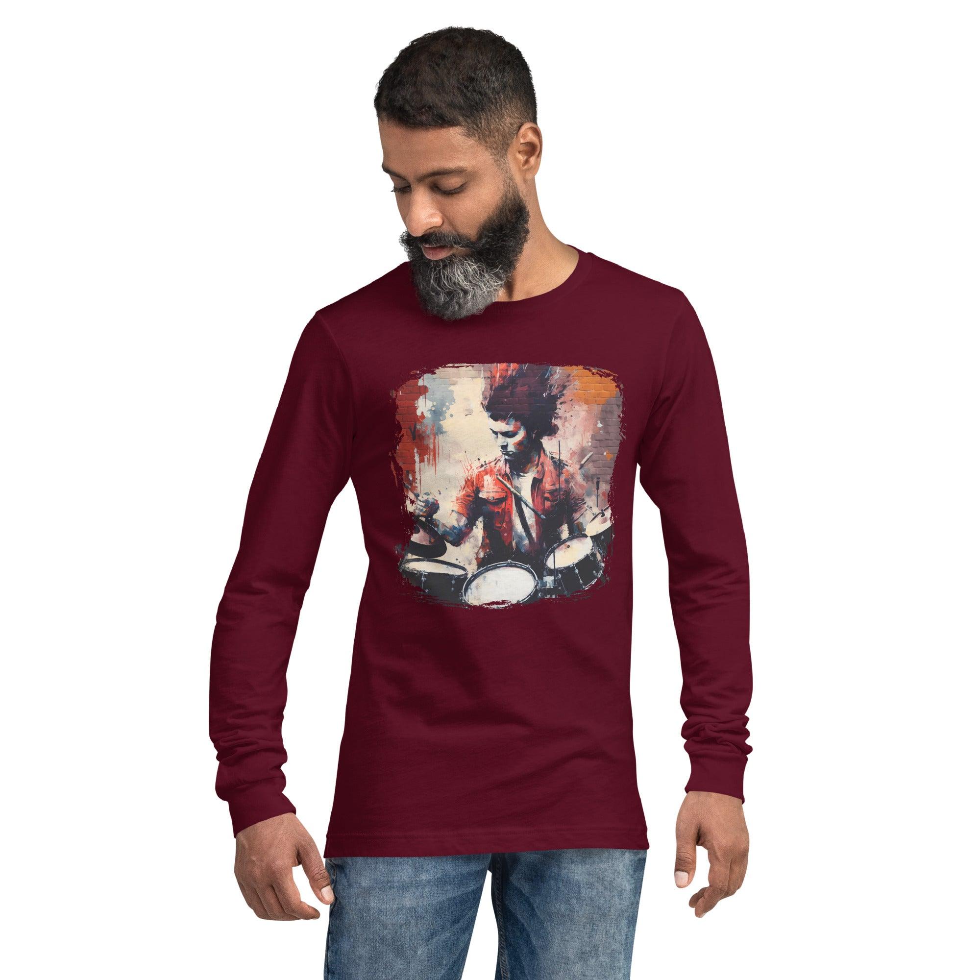 Bashing The Cymbals Fiercely Unisex Long Sleeve Tee - Beyond T-shirts